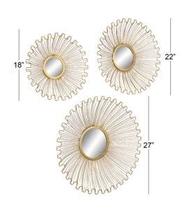 Metal Gold Wall Mirror - Set of 3 - Image 5