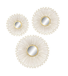 Metal Gold Wall Mirror - Set of 3 - Image 2