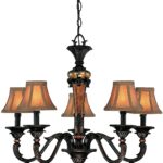 Muir 5-Lite Chandelier, Antique Gold with Fabric Shade