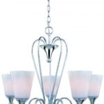 5 Lite  Chrome Finish Chandelier with Frost Glass Shades