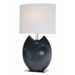 Spazio Ceramic Table Lamp, Black with Off-White Fabric Shade