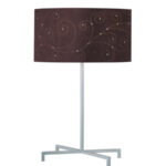 Hemsk Table Lamp, Silver with Coffee Laser Cut Suede Shade