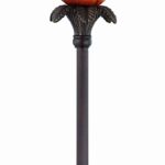 Fergus Table Lamp, Aged Bronze with Amber Colored Glass Shade