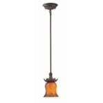Fergus Pendant Lamp, Aged Bronze with Amber Colored Glass Shade