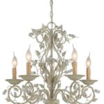 5lites Chandelier - Wrought Iron With Prism