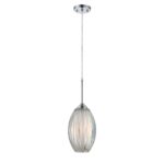 Lotuz Pendant Lamp, Chrome and Clear Acrylic and Frosted Glass Shade