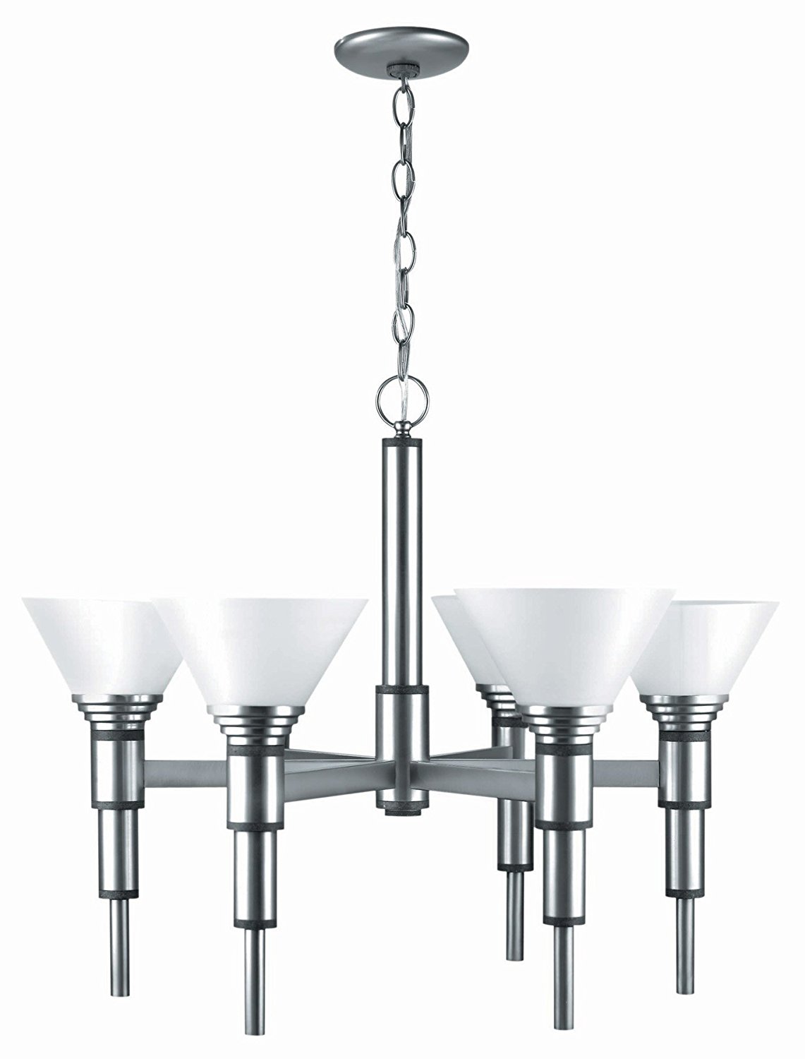 ls-17026 Pillar 6-Lite Ceiling Lamp, Satin Steel - Image 1