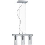 Minty 3-Lite Ceiling Lamp, Polished Steel with Clear Glass Shade