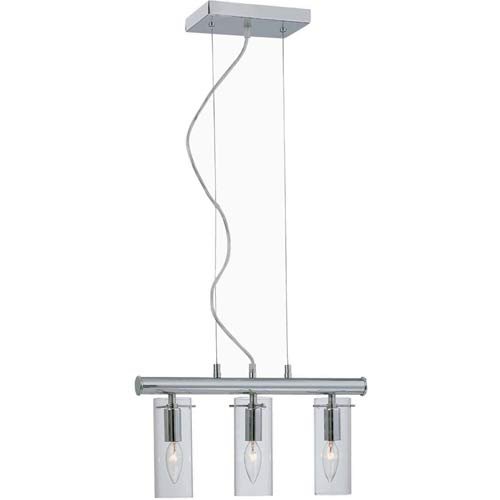 ls-19573c_clear Minty 3-Lite Ceiling Lamp, Polished Steel with Clear Glass Shade - Image 1