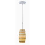 Pendant Lite, Yellow/white Banded Glass Shade