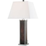 Table Lamp Ps Dark Walnut With White Fabric
