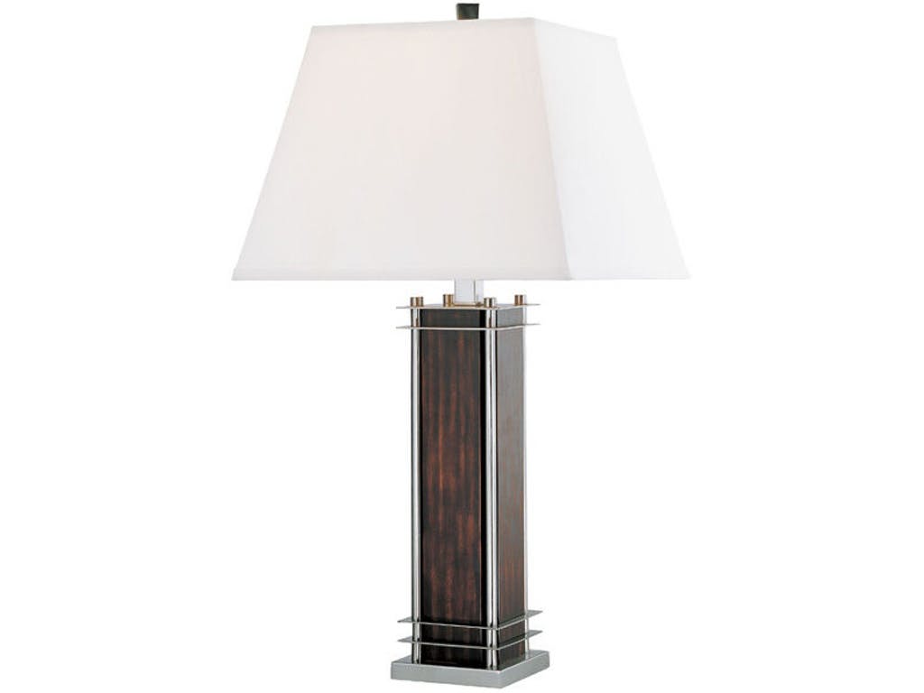 ls-20733ps Table Lamp Ps Dark Walnut With White Fabric - Image 1
