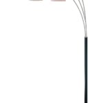 Olina 3 Light Floor Lamp in Polished Steel with Leather Pole with Grid Pattern