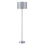 Floor Lamp, Chrome with Silver Fabric Shade