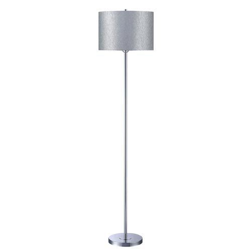 ls-81569csil_1 Floor Lamp, Chrome with Silver Fabric Shade - Image 1