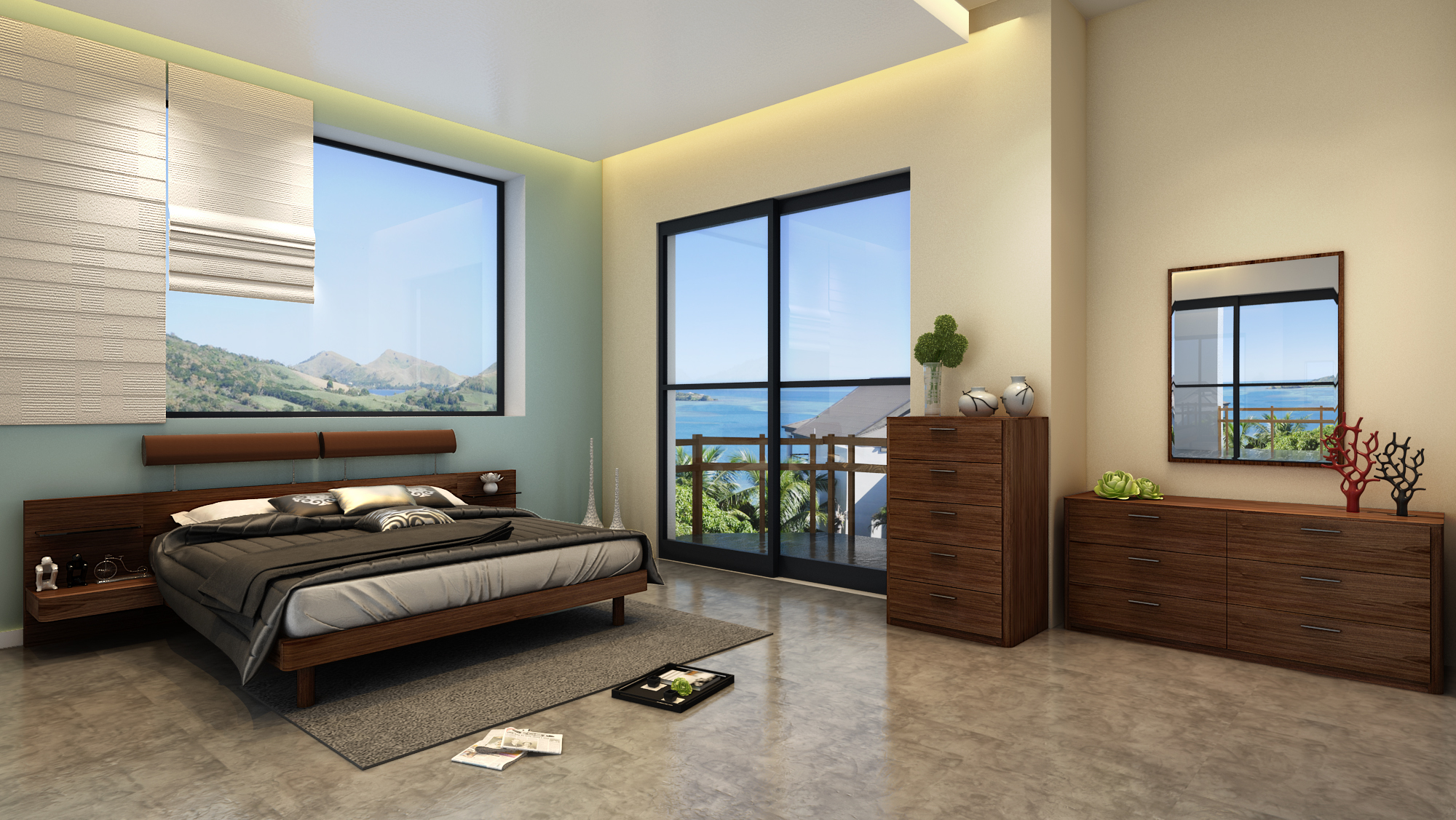 milan_11026_63c_bedroom Milan Double Dresser with Mirror - Image 1