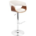 Vintage Mod Walnut and Cream Adjustable Barstool