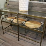 Brass Console Table W/ Glass Top