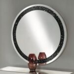 Noor Round Wall Mirror W/ Black Crystals