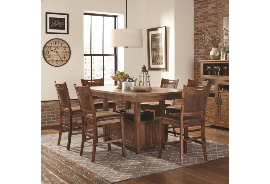 Serena 7pc Villareal 7pc Pub Height Set - Brown - Image 1