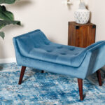 Polyester Bench W/ Walnut Legs