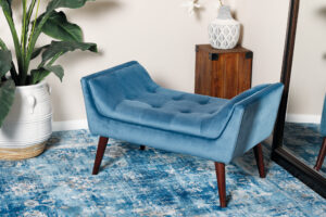 Polyester Bench W/ Walnut Legs