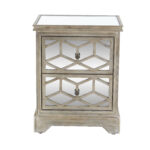 Metal Wood Mirror Nightstands Only - Set of 2 (Console Sold Separately)