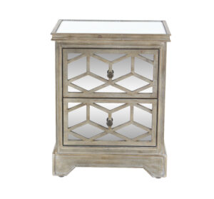 Metal Wood Mirror Nightstands Only - Set of 2 (Console Sold Separately)