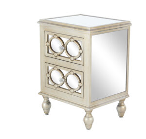 Metal Wood Mirror Nightstands Only - Set of 2 (Console Sold Separately) - Image 2