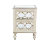 Metal Wood Mirror Nightstands Only - Set of 2 (Console Sold Separately)