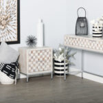 Metal Wood Console Table - Set of 3