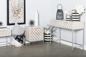 Metal Wood Console Table - Set of 3