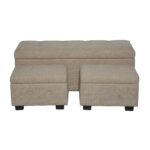 Wood Fabric Storage Bench - Set of 3 - Image 2