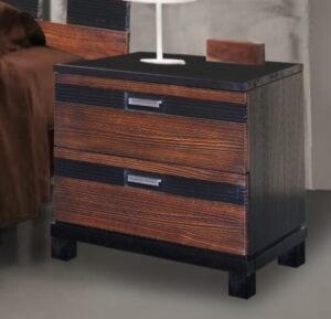 Briony Nightstand in Brushed Ebony/Coffee - 100% Solid Wood