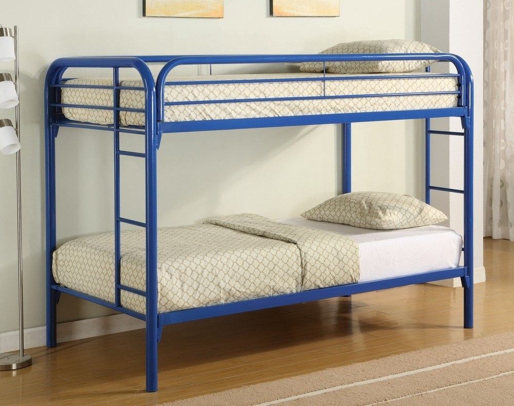 Twin Twin Bunk Bed Twin/Twin Metal Bunk Bed - Blue - Image 1