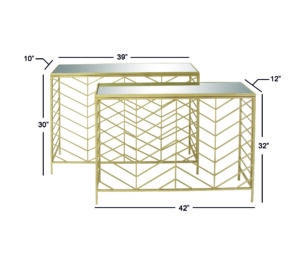 Metal Glass Console Table - Set of 2 - Image 8