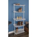 Metal Mesh Five-Tier Leaning Shelf - White