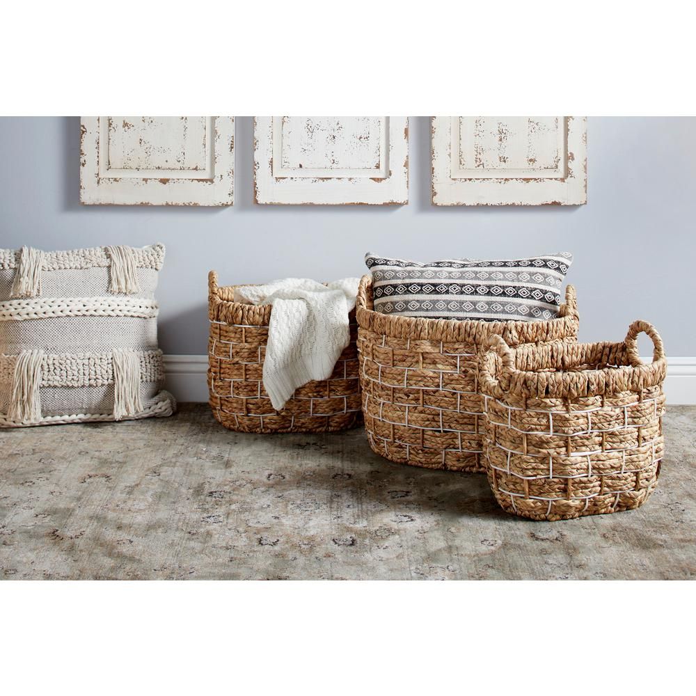 99879 Water Hyacinth Metal Basket - Set of 3 - Image 1