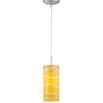 Pendant Lamp, Ps/Ylw Glass Shade