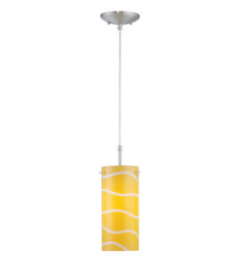 Pendant Lamp, Ps/Ylw Glass Shade