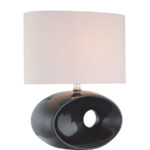 Hennessy 1 Light CFL Table Lamp in Black Ceramic with Fabric Shade