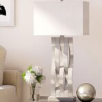 Hamo 31 inch 150 watt Polished Steel Table Lamp Portable Light