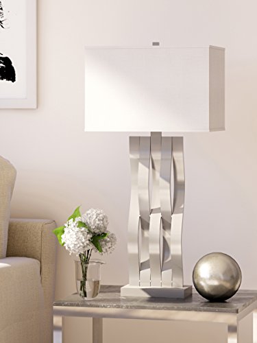 LS-22075 Hamo 31 inch 150 watt Polished Steel Table Lamp Portable Light - Image 1