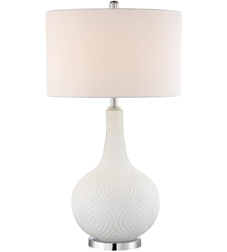 LS-23072WHT_lg Dylan Single Light 33" High Vase Table Lamp with White Fabric Shade - Image 1