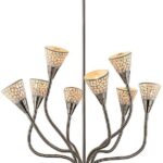 8-Lite Ceiling Lamp White W/Mosaic Shades