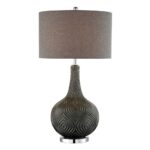 Dylan Single Light 33" High Vase Table Lamp with Dark Grey Fabric Shade