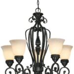 6 Lite Chandelier - Aged Bronze Glass