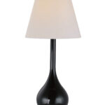 Aleta Table Lamp in Chrome and White Glass with White Fabric
