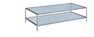 Stainless Steel Rectangular Cocktail Table W/ Glass Top - Image 2