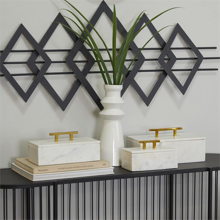 29219_3 Marble Aluminum Glam Box S/3 - White - Image 1